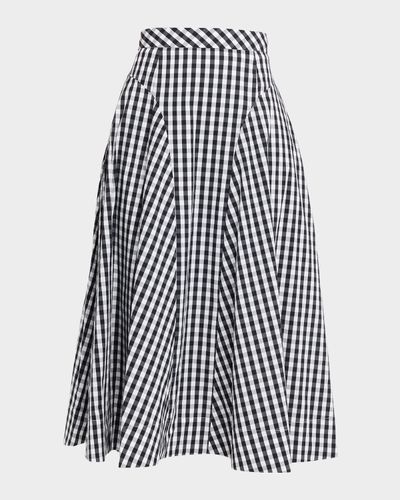 Milly Robin A-Line Gingham Midi Skirt