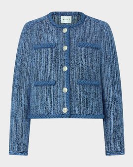 Milly Shayne Boxy Braid-Trim Jacket