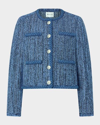 Milly Shayne Boxy Braid-Trim Jacket