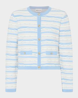 Milly Skye Striped Button-Front Cardigan