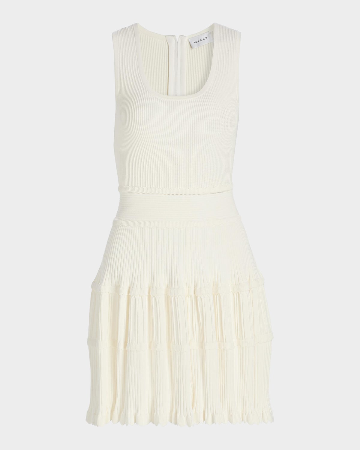 Milly Suri Scallop-Trim Fit & Flare Mini Dress