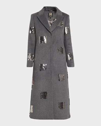 Milly Wanda Sequin Peak-Lapel Coat