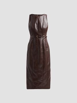 Milly Women's Elsie Faux Leather Midi Dress