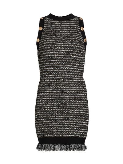 Milly Women's Fringe Tweed Sleeveless Minidress