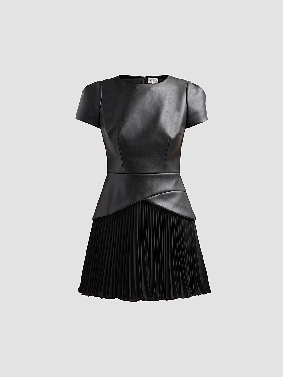 mixed media leather dress Milly LowStock:43593933160499