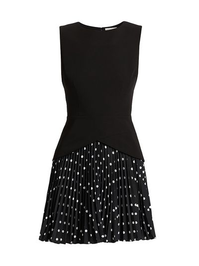 Milly Women's Haddy Polka Dot Pleated Combo Minidress
