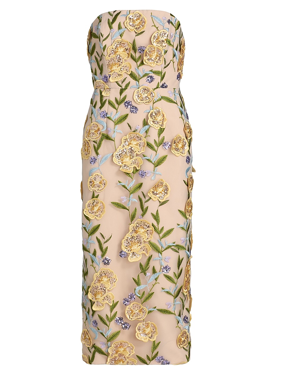 sachin and babi light blue dress Floral Embroidered Strapless Dress 4 / Black main image 1