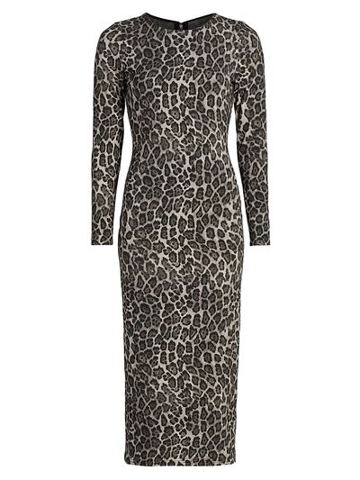 Milly Women's Leopard Print Jersey Midi-Dress