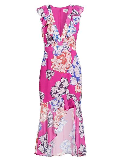 Milly Women's Nanci Petals In Bloom Ruffled Midi-Dress