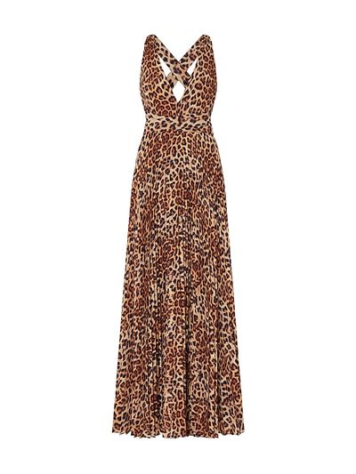Milly Women's Oria Leopard-Print Pleated Maxi Dress