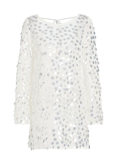 Milly Women's Paillette Sequined Crochet Cover-Up Minidress