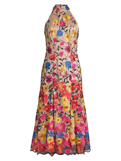 Milly Women's Penelope Floral Embroidered Halter Dress