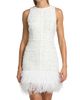 Milly Women's Raven Feather-Trim Metallic Tweed Minidress - 3