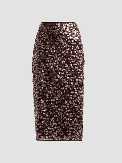 Milly Women's Roxanne Paillette Midi Skirt
