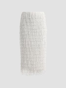 Milly Women's Roxanne Polka Dot Fringe Midi Skirt