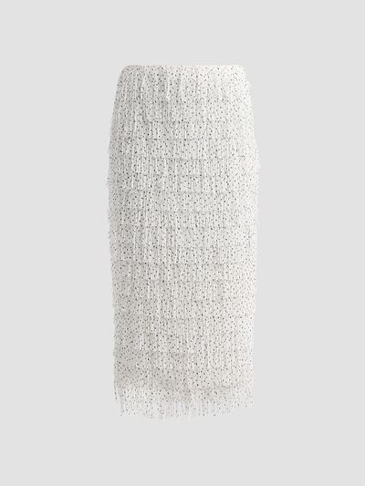 Milly Women's Roxanne Polka Dot Fringe Midi Skirt