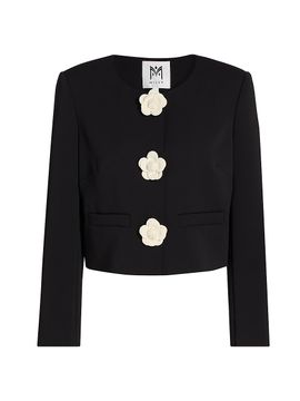 Milly Women's Selena Camellia Appliqué Crop Jacket