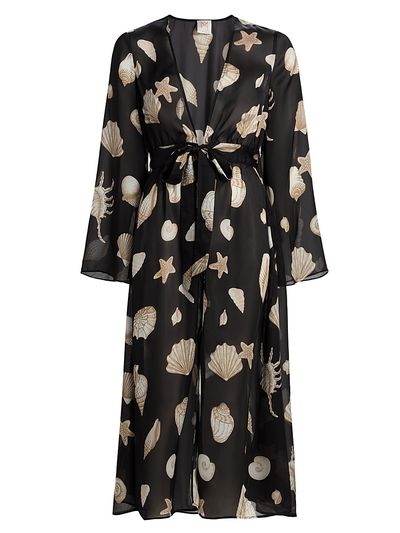 Milly Women's Vince Seashell-Print Cover-Up Midi-Dress