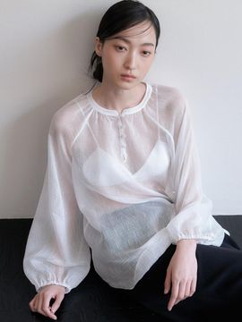 MIMEME LONG BALLON SLEEVE BLOUSE [WHITE]