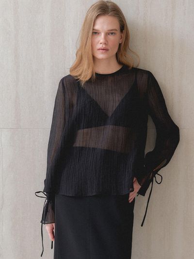 MIMEME SALLY PLEATED BLOUSE [BLACK]
