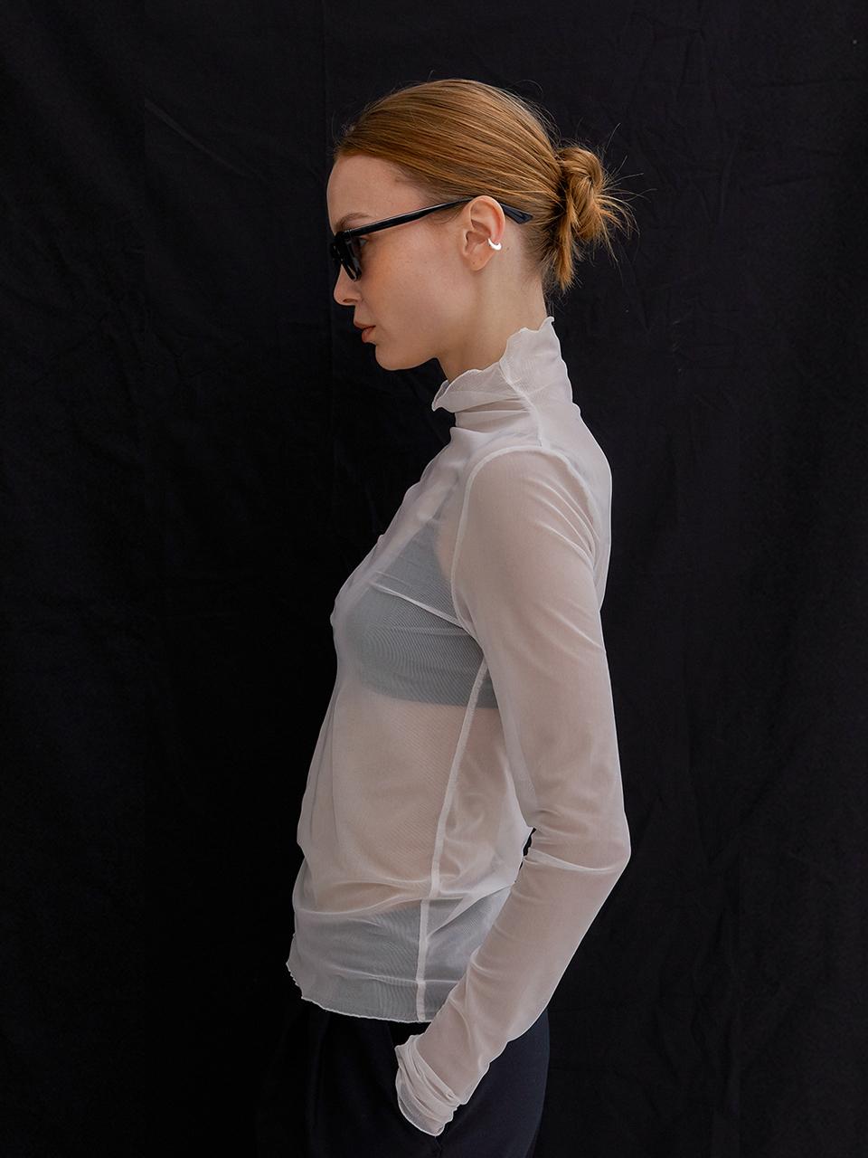 MIMEME Sheer Long Sleeve Top - White