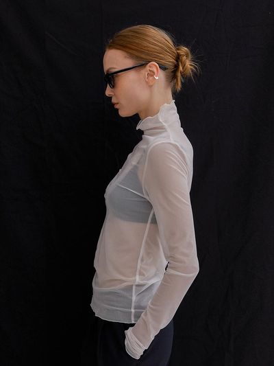 Mimeme Sheer Long Sleeve Top - White