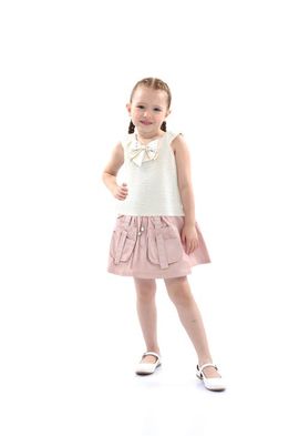 Mimi Tutu Mimi Tutu Ivory Pink Strap Bow Shorts Set 
