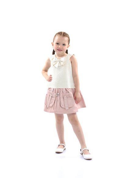 Mimi Tutu Mimi Tutu Ivory Pink Strap Bow Shorts Set 