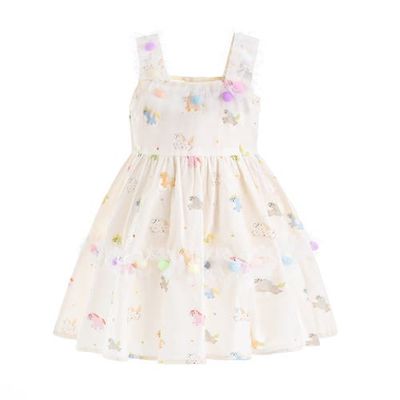 Mimi Tutu Mimi Tutu Lunaria Animal Print Pom-Pom Dress