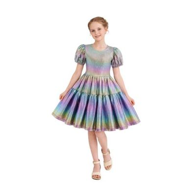 Mimi Tutu Mimi Tutu Retro Iridescent Puff-Sleeve Dress