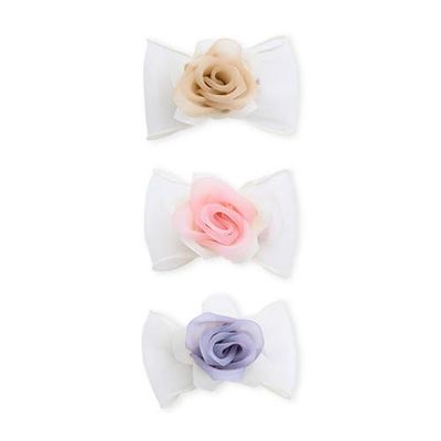 Mimi Tutu Mimi Tutu Rose Accent Bow Hair Clip Set