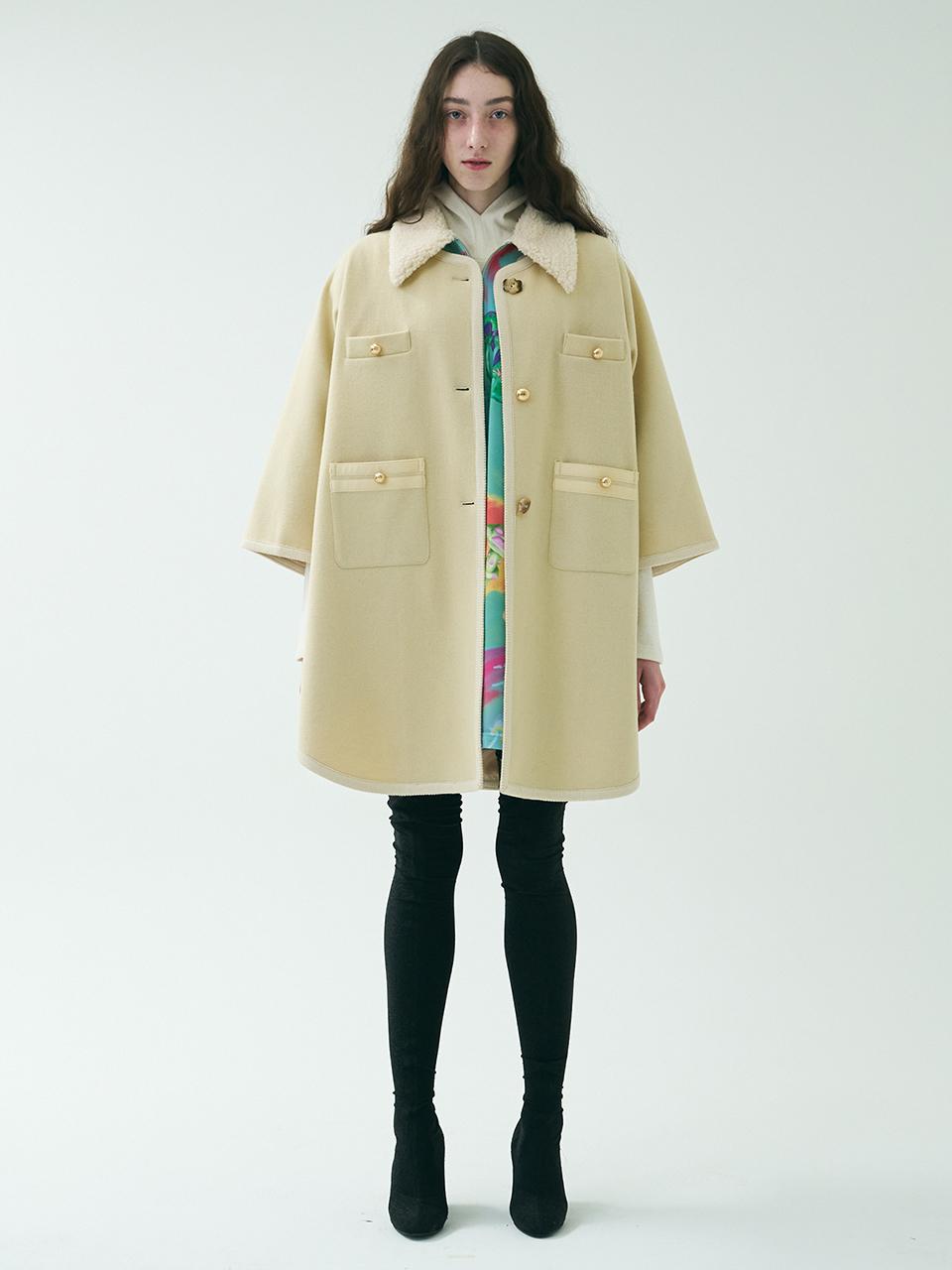 mimicAWE Long Cape Wool Blend Coat