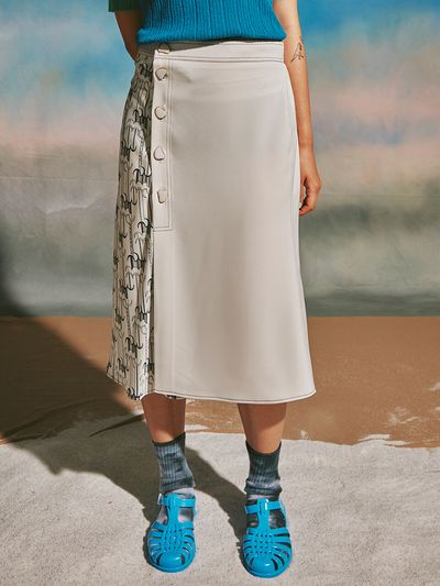 mimicAWE Monogram Button Up Skirt