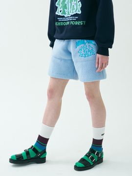 mimicAWE Padded Fleece Embroidered Shorts [Pale Blue]