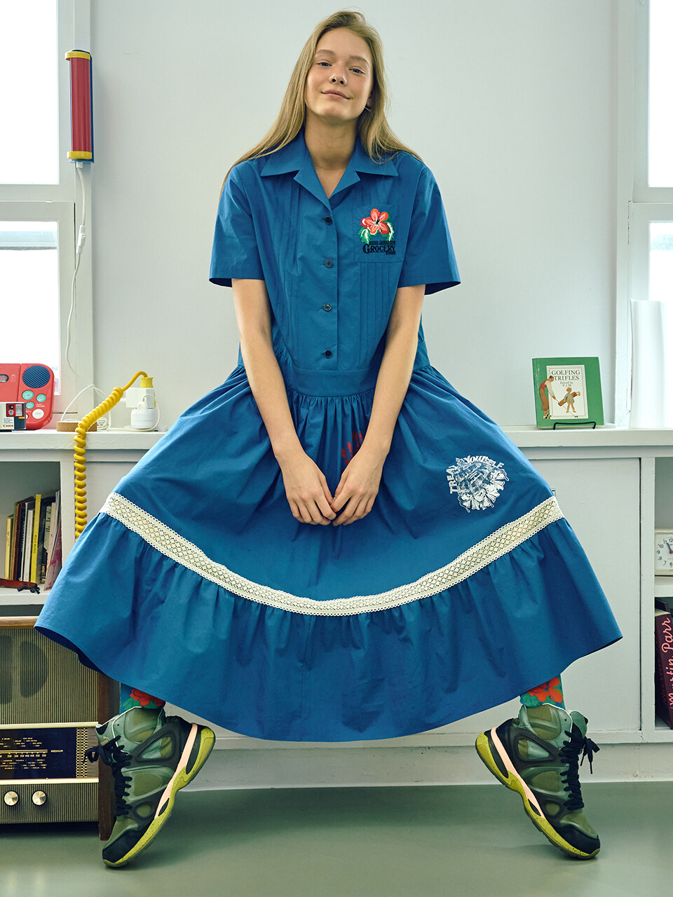 mimicAWE Poppy Grocery Long Dress (Blue)