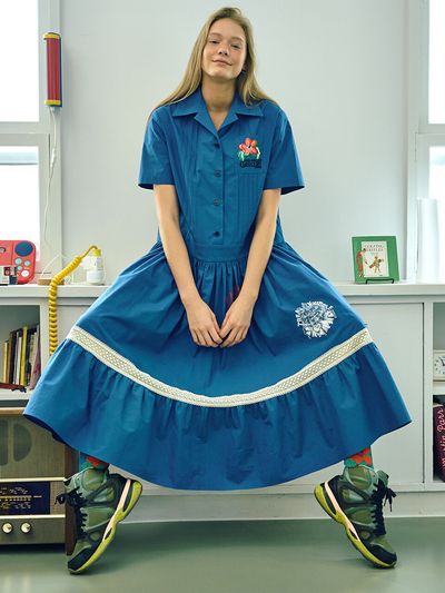 mimicAWE Poppy Grocery Long Dress (Blue)