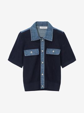 MIND BRIDGE women Denim Mix Cardigan (MZCD3203)