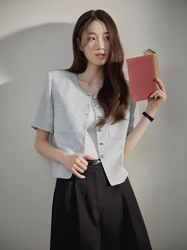 MIND BRIDGE women Tweed Short-sleeve Blazer