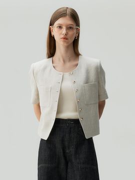 MIND BRIDGE women Tweed Short-Sleeve Blazer [COUTURE]