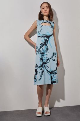 Ming Wang Ming Wang A-Line Abstract Soft Knit Dress