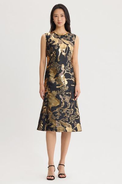 Ming Wang Ming Wang A-Line Sequin Woven Dress