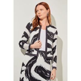 Ming Wang Ming Wang Abstract Brushstroke Crepe de Chine Jacket