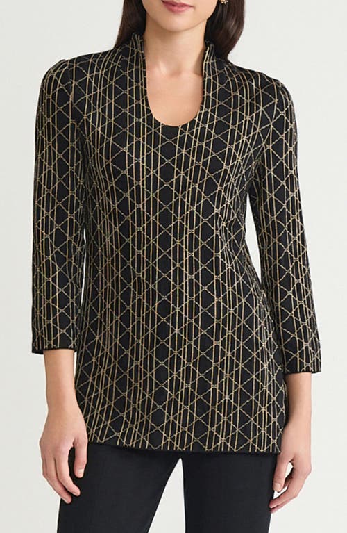 Ming Wang Ming Wang Art Deco Metallic Tunic