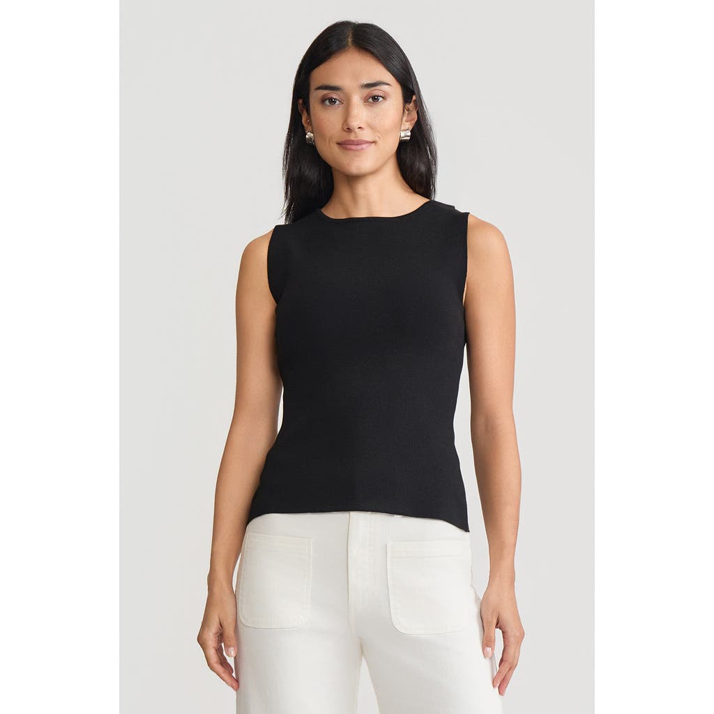 Ming Wang Ming Wang Boat Neck Soft Knit Ribbed Tank, Black 