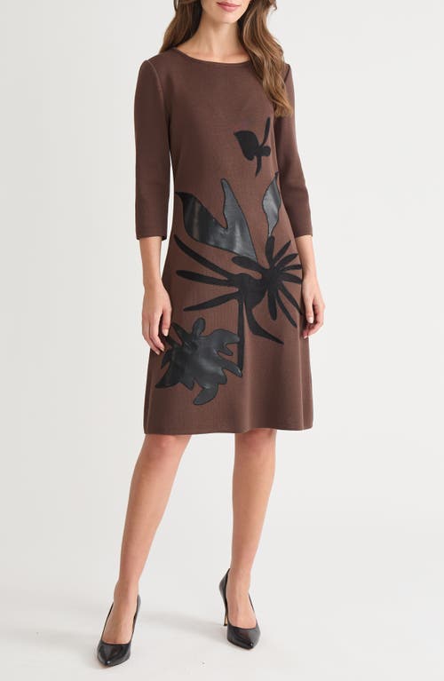 Ming Wang Ming Wang Botanical Appliqué Knit Shift Dress