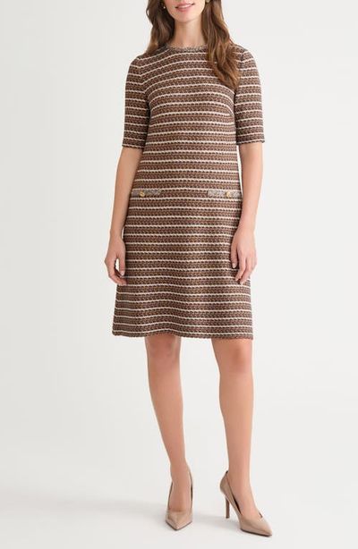 Ming Wang Ming Wang Braid Trim Knit A-Line Dress