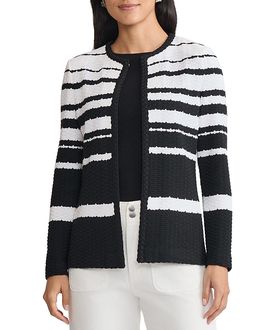 Ming Wang Ming Wang Braided Trim Basket Weave Knit Jacket