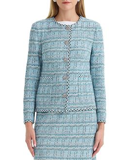 Ming Wang Ming Wang Braided Trim Tweed Knit Jacket
