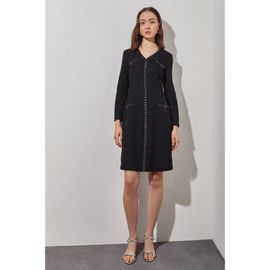 Ming Wang Ming Wang Chain Trim Textured Knit Sheath Dress