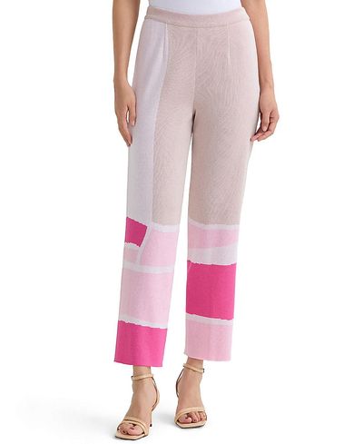 Ming Wang Ming Wang Colorblock Soft Knit Straight Leg Ankle Pants